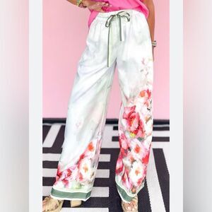 Elegant Floral Wide Leg Pants